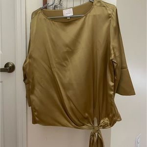 Cinq a Sept Hold 3/4 sleeve silk shirt with side bow